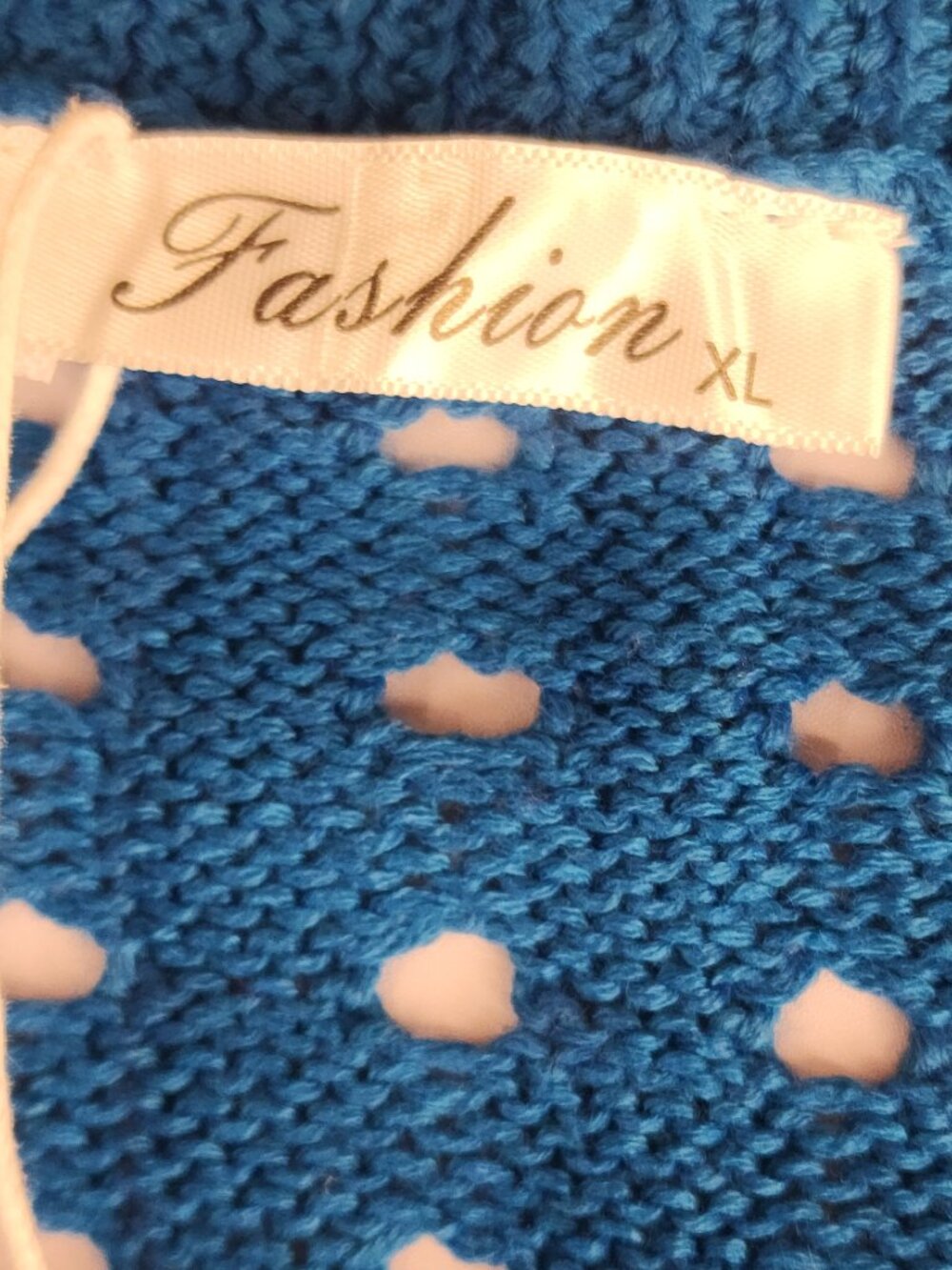 Crochet Knit Beach Cover Up Midi Dress Blue Open Knit Sleeveless Boho NWT XL - Picture 5 of 16